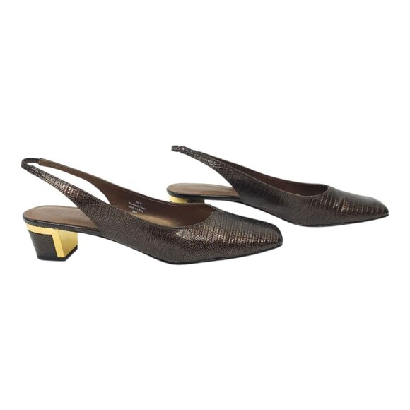 J.Renee Brown Slingback Heels with Gold Accent - Picture 13 of 13